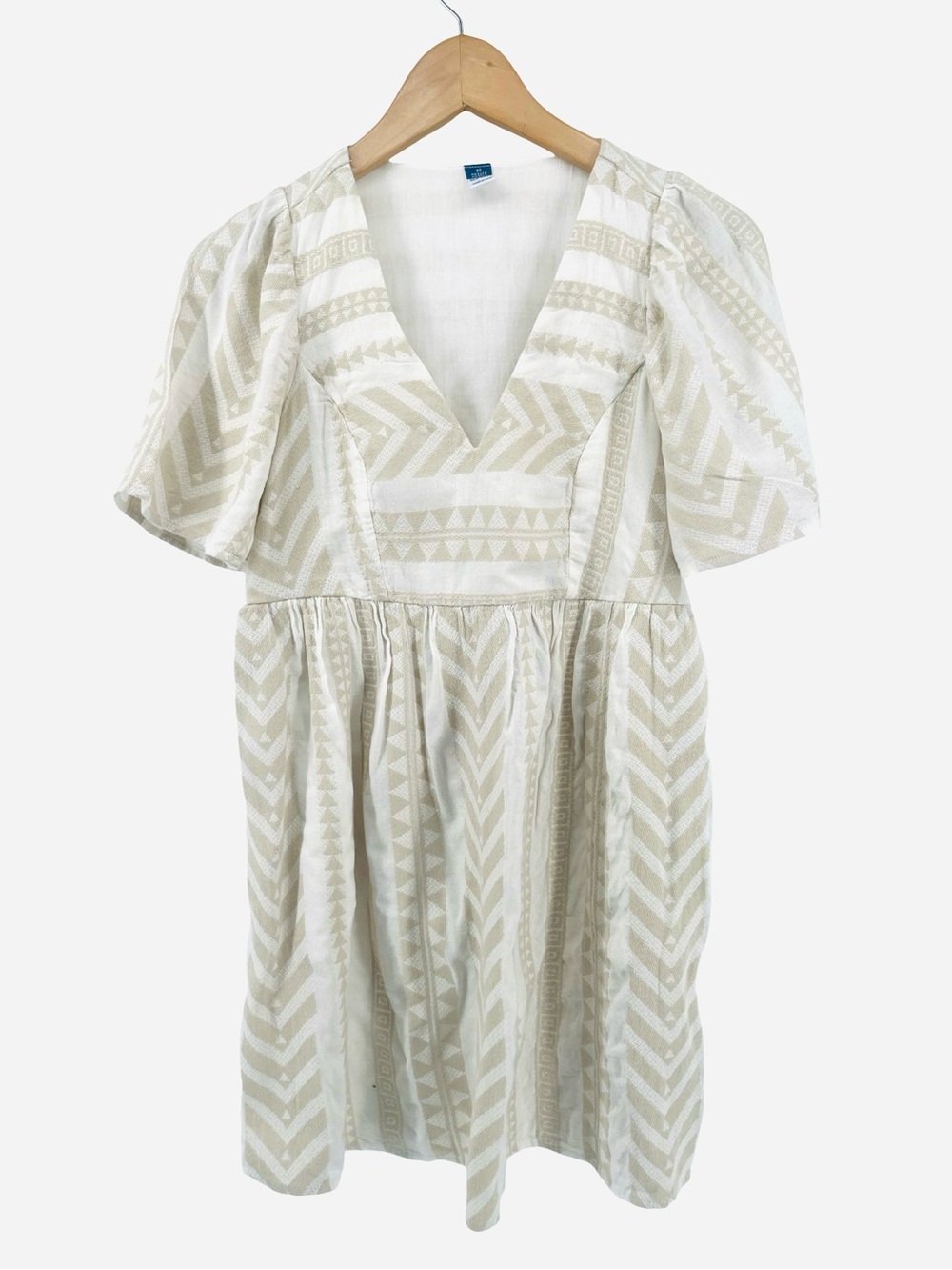 Old Navy Jacquard Cotton Blend Mini Dress XS Petite Cream - Picture 2 of 10